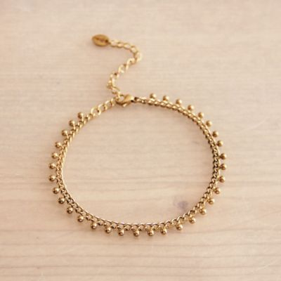 Rvs armband met balletjes goud