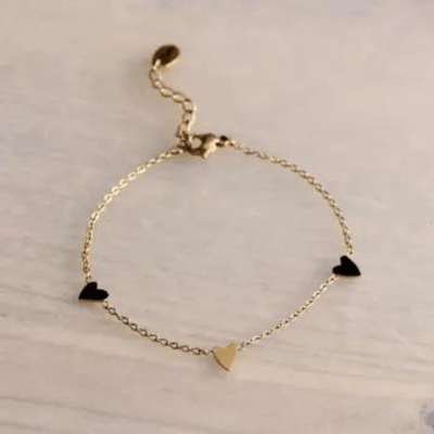 armband met hartjes zwart goud